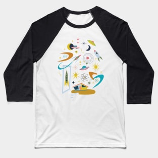 Midcentury Architecture in Space - Retro design by Cecca Designs Baseball T-Shirt